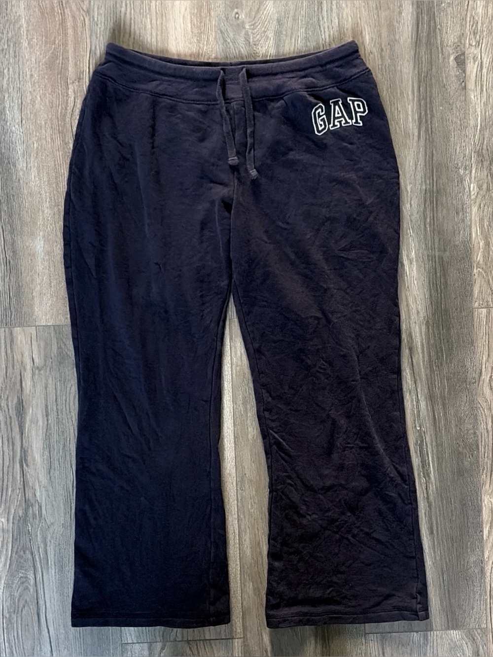 GAP Navy Blue Spellout Logo Fleece Sweatpants M